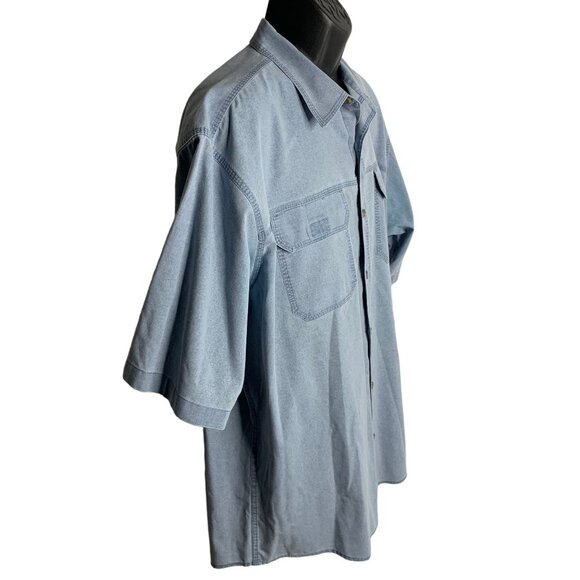 Red Head Button Up Chambray Fishing Shirt XL Blue Denim Pockets Short Sleeves - Picture 5 of 6